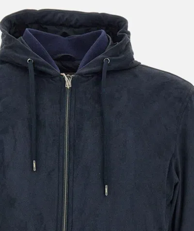 Herno Tailored Blue Coat With Zip-up Front In Blue