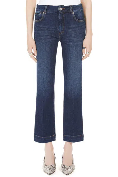 Sportmax Perfect Fit Stretch Denim Crop Jeans In Blue