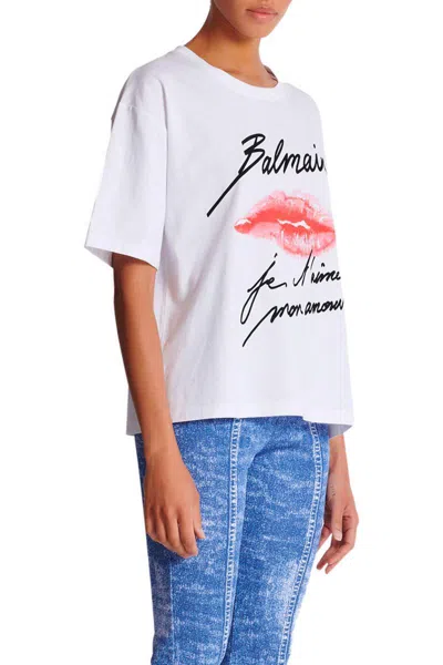 Balmain Graphic Kiss Print T-shirt With Relaxed Fit