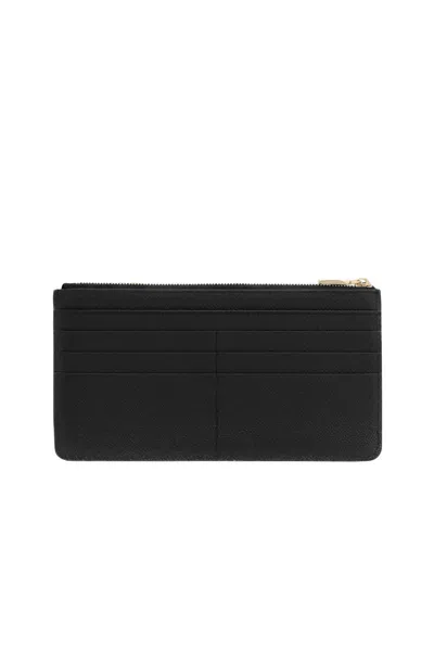 Dolce & Gabbana Women Large Calfskin Card Holder With Branded Plate In Black