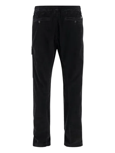 C.p. Company Stretch Cotton Velveteen Pants With Belt Loops In Black