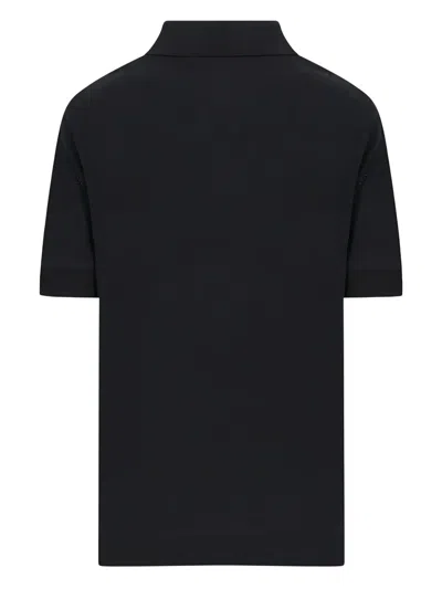 Goes Botanical Perforated Polo Shirt In Black
