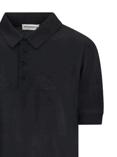 Goes Botanical Perforated Polo Shirt In Black