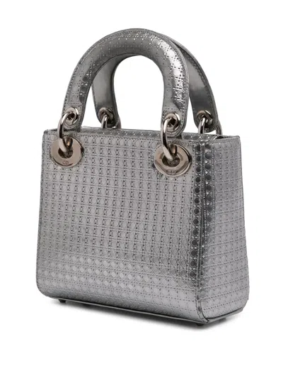Pre-owned Dior 2015 Mini Metallic Patent Microcannage Lady  Satchel