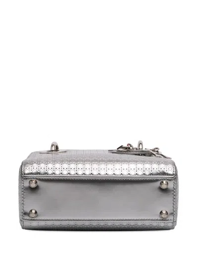 Pre-owned Dior 2015 Mini Metallic Patent Microcannage Lady  Satchel