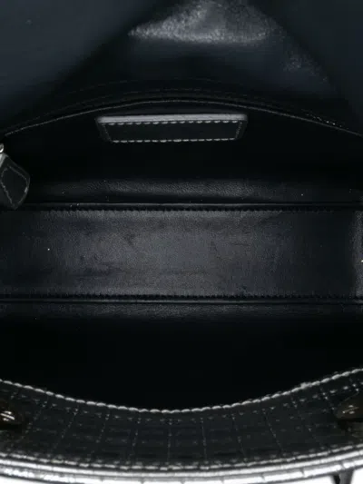 Pre-owned Dior 2015 Mini Metallic Patent Microcannage Lady  Satchel