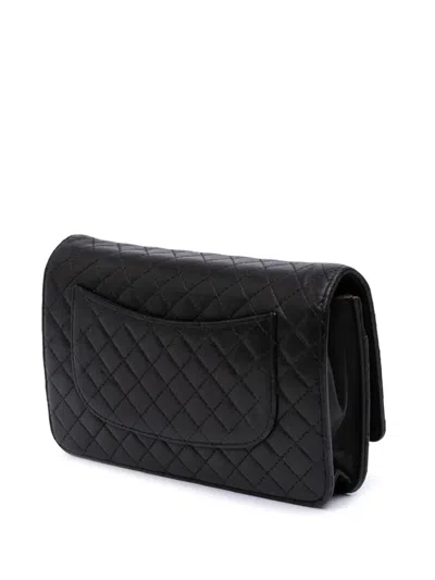 Pre-owned Chanel 2008-2009 Cc Quilted Lambskin Wallet On Chain Crossbody Bag In Black
