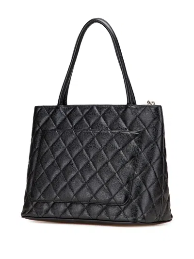 Pre-owned Chanel 2005-2006 Caviar Medallion Tote Bag In Black