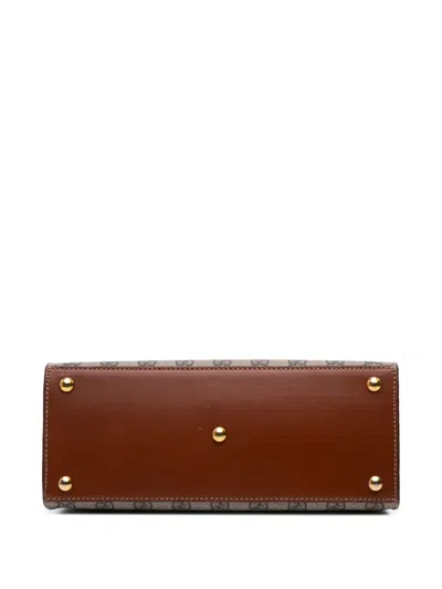 Pre-owned Gucci 2016-2025 Small Gg Supreme Padlock Satchel In Brown