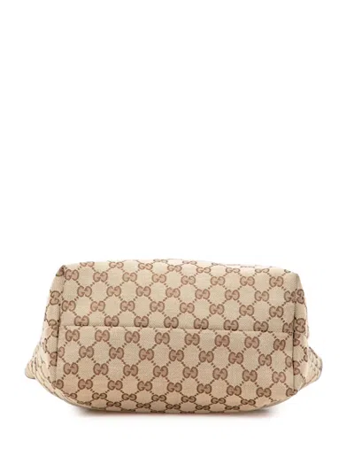 Pre-owned Gucci 2000-2015 Gg Canvas Embroidered Mushroom Tote Bag In Brown