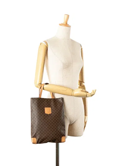 Pre-owned Celine 2014 Macadam Coated Canvas Tote Bag In Brown