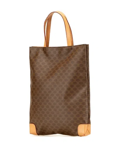Pre-owned Celine 2014 Macadam Coated Canvas Tote Bag In Brown