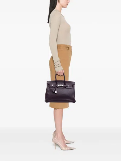 Pre-owned Hermes 2005 Togo Birkin Retourne 35 Handbag In Purple