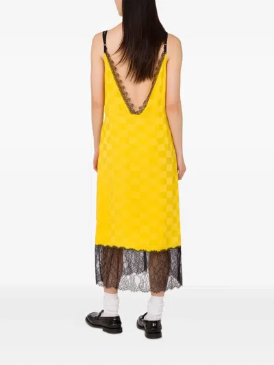 Moschino Smiley Graphic Lace-trimmed Midi Dress In Multi