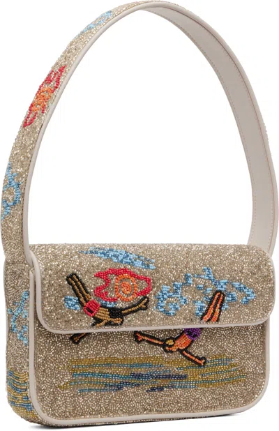 Staud Beige Tommy Beaded Bag