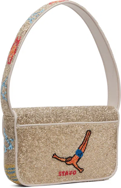 Staud Beige Tommy Beaded Bag