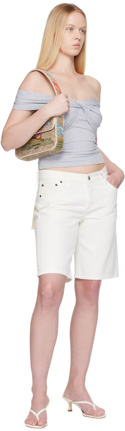 Staud Beige Tommy Beaded Bag