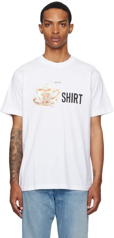 Moschino Crew Neck Graphic Print Short Sleeves In White