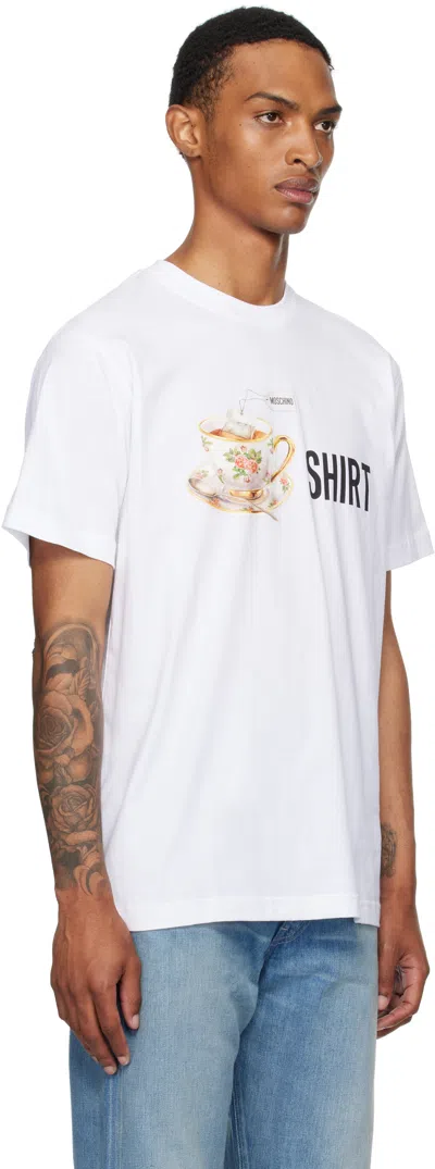 Moschino Crew Neck Graphic Print Short Sleeves In White