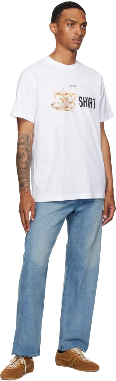 Moschino Crew Neck Graphic Print Short Sleeves In White