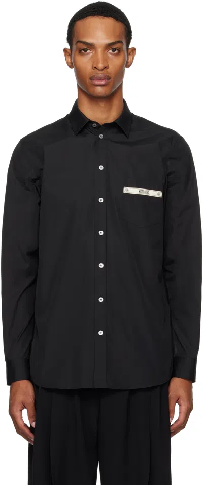 Moschino Logo-detail Pocket Shirt In Black