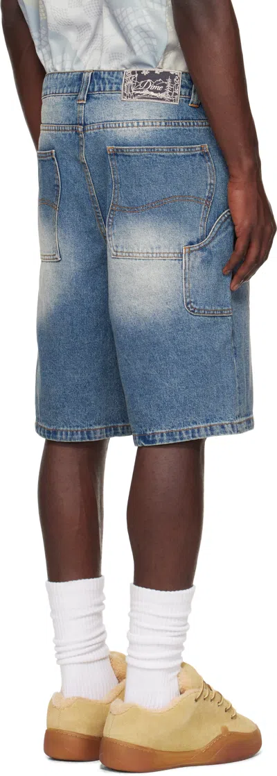 Dime Pleated Denim Shorts In Blue