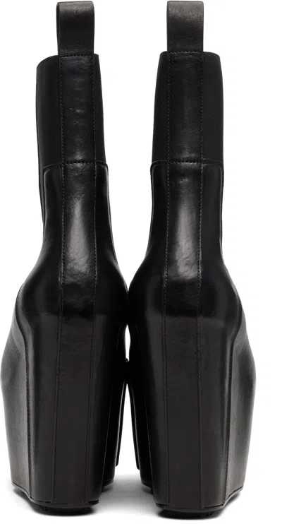 Rick Owens Black Grilled Wedge Beatle Chelsea Boots