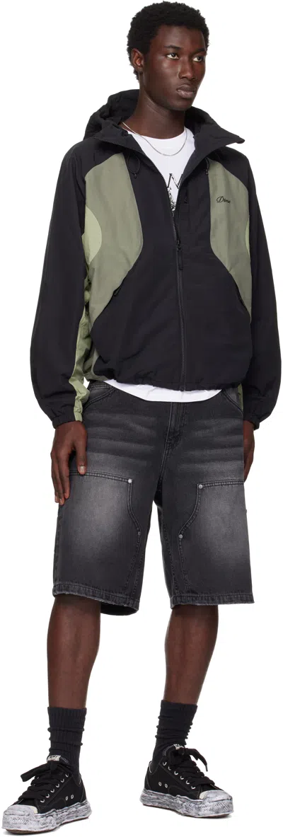 Dime Black & Gray Tech Windbreaker Jacket In Black