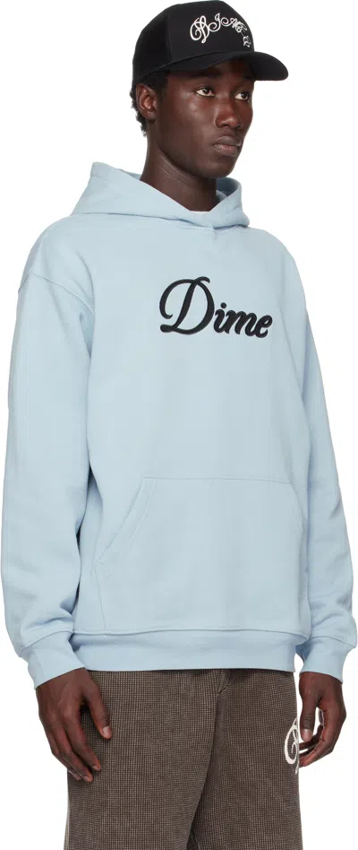 Dime Blue Cursive Hoodie In Blue