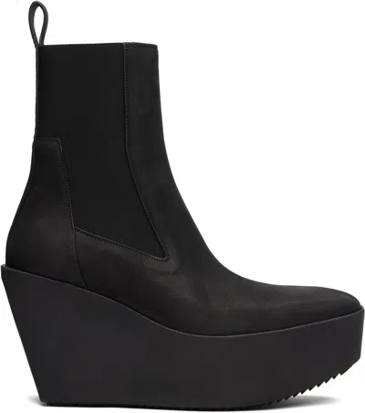 Rick Owens Black Concordians Sliver Platform Beatle Chelsea Boots
