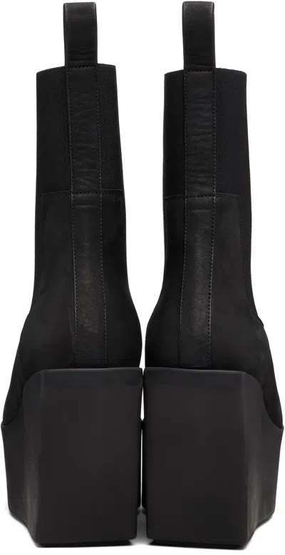 Rick Owens Black Concordians Sliver Platform Beatle Chelsea Boots