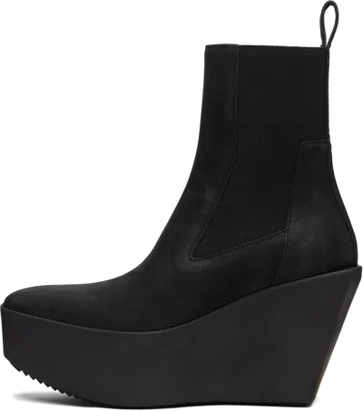 Rick Owens Black Concordians Sliver Platform Beatle Chelsea Boots
