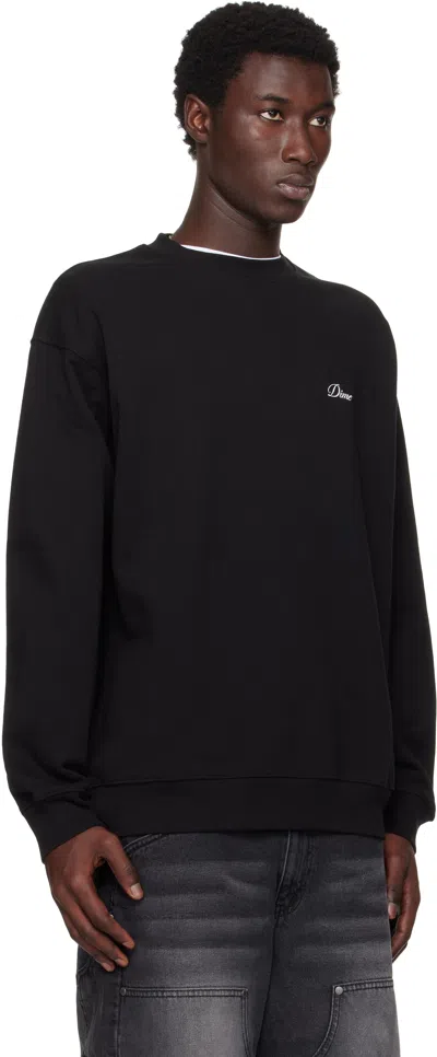 Dime Black Cursive Small Logo Crewneck Sweatshirt In Black
