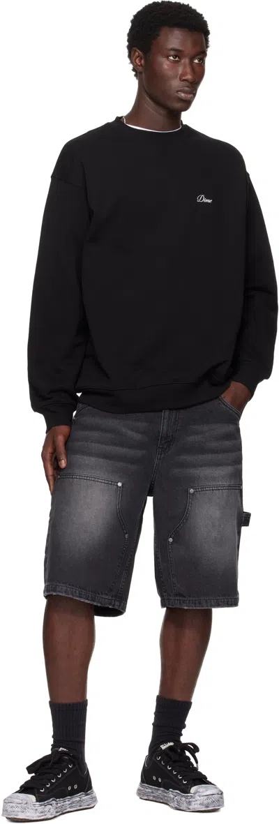 Dime Black Cursive Small Logo Crewneck Sweatshirt In Black