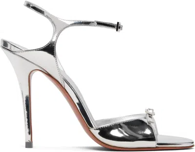 Amina Muaddi Silver Adut 105 Heeled Sandals
