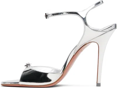 Amina Muaddi Silver Adut 105 Heeled Sandals