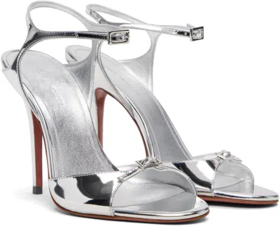 Amina Muaddi Silver Adut 105 Heeled Sandals