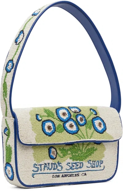 Staud Off-white & Blue Tommy Beaded Bag