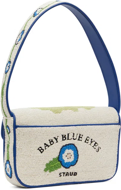 Staud Off-white & Blue Tommy Beaded Bag