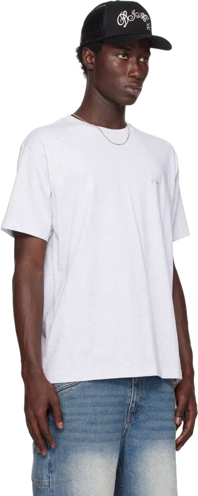 Dime Gray Cursive Small Logo T-shirt In White