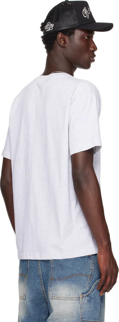 Dime Gray Cursive Small Logo T-shirt In White