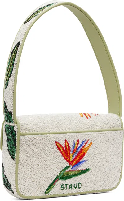 Staud White & Green Tommy Beaded Bag