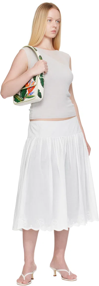 Staud White & Green Tommy Beaded Bag
