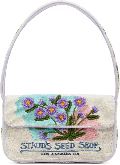Staud Off-white & Purple Tommy Beaded Bag