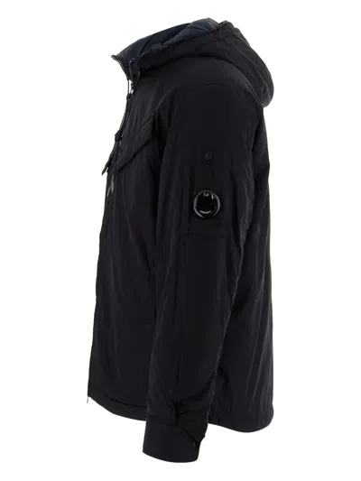 C.p. Company Adjustable Hooded Nylon Jacket In Black