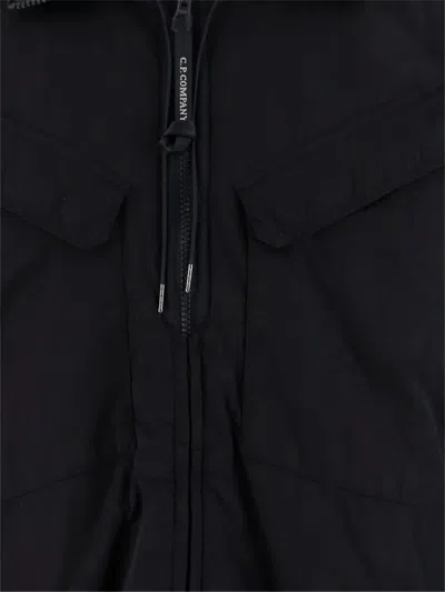 C.p. Company Adjustable Hooded Nylon Jacket In Black