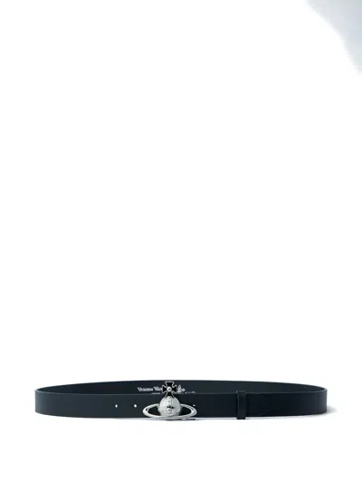 Vivienne Westwood Orb Buckle Leather Belt In Black
