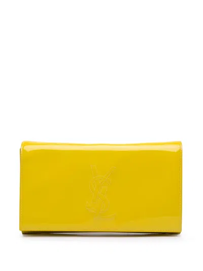 Pre-owned Saint Laurent 2014 Patent Belle Du Jour Clutch Bag In Yellow