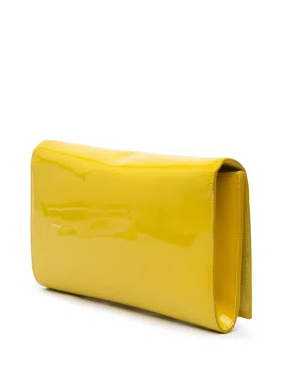 Pre-owned Saint Laurent 2014 Patent Belle Du Jour Clutch Bag In Yellow