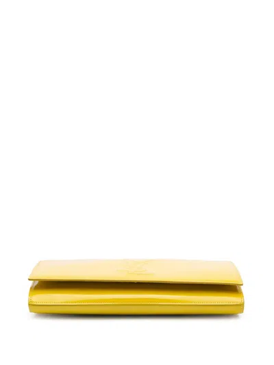 Pre-owned Saint Laurent 2014 Patent Belle Du Jour Clutch Bag In Yellow